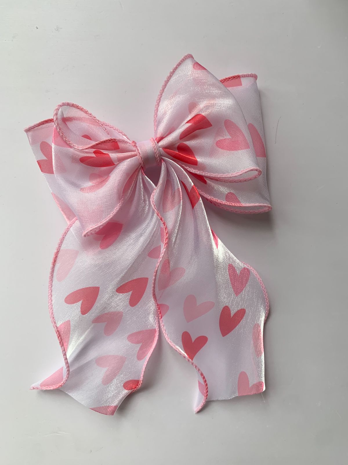 Satin Heart Bow Clip